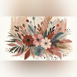 Earthy Boho Floral Painting Print